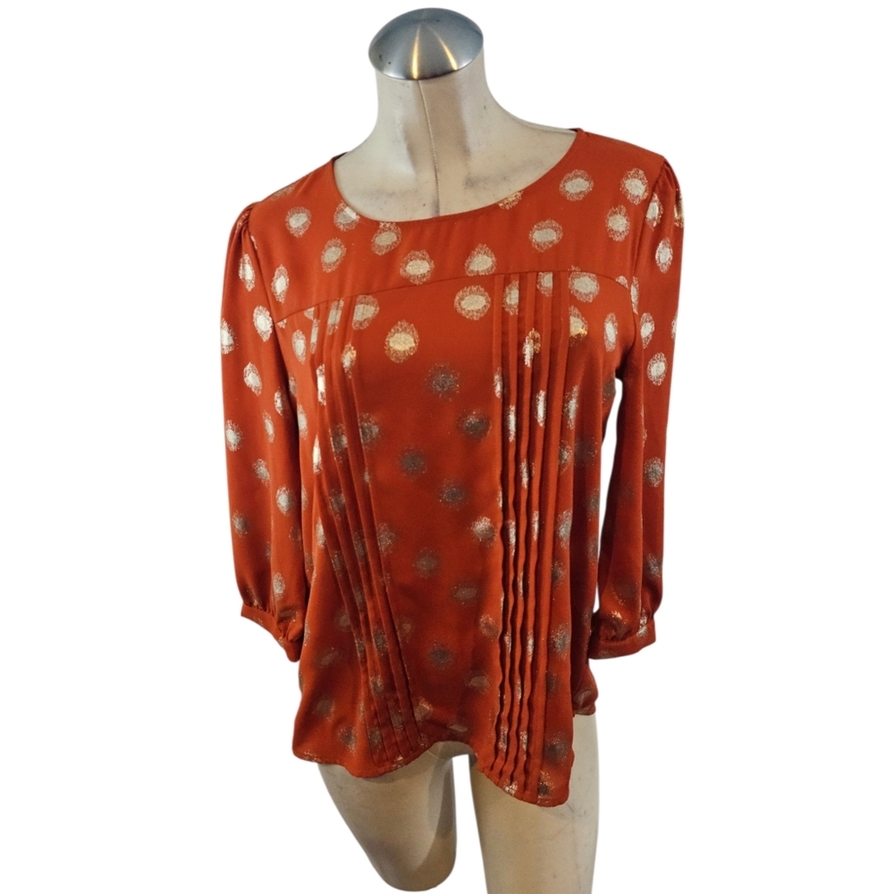 Alice Blue For Stitch Fix Size S Rust Gold Polka Dot Blouse